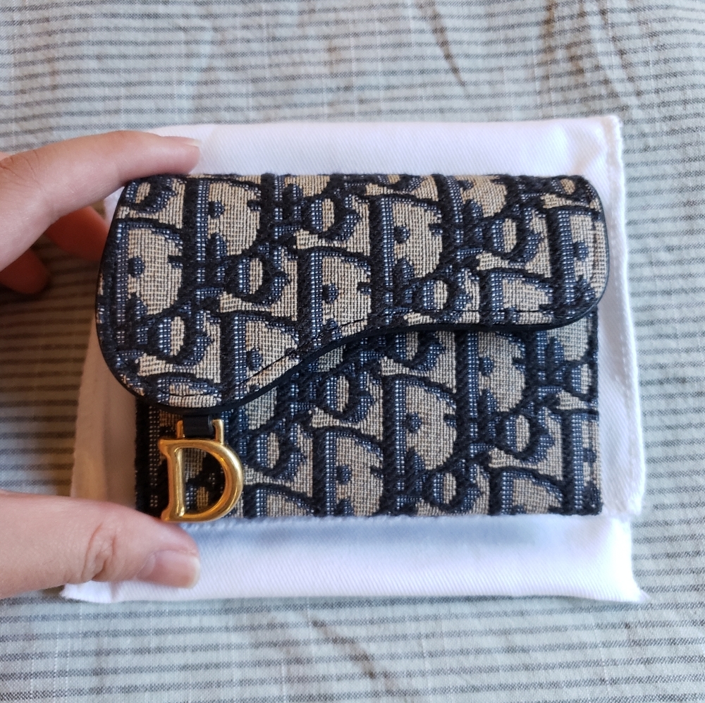 Dior 5-Gusset Card Holder wallet - Blue Dior Oblique Jacquard
